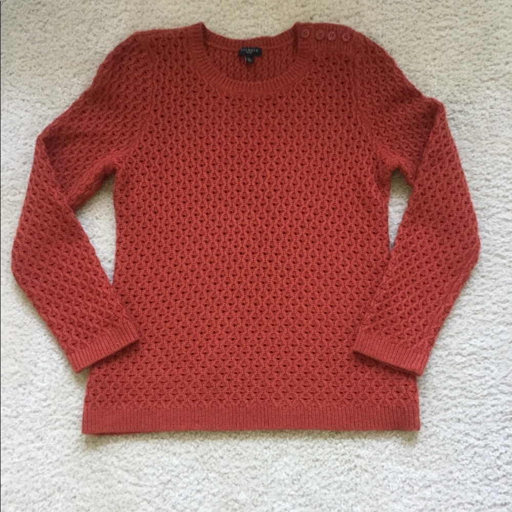 Talbots NWOT Orange Lambswool Open-Weave Sweater Size MP